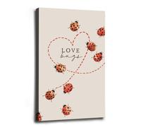 Cute Ladybug Art Nursery Decor Valentines Day Poster Love Bug Print Kids Wall Art Bedroom Romantic Wall decor Living Room girls room Accent 24x36inches Framed