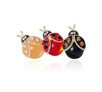 Cute Ladybug Brooch for Women Men Lovely Three Lady Beetle Lapel Pins Dainty Crystal Backpack Badges Fashion Clothing Accessories Stylish Animal Insect Brooches Chic Jewelry