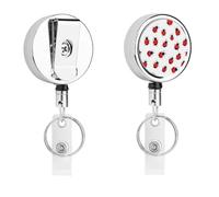 Cute Ladybug Pattern Metal Retractable Keychain with Key Rings Reel Badge Holder Clips for Conferences Office