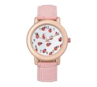 Cute Ladybug Pattern Women Simplicity Watch with Leather Strap Easy Reader Ladies Wristwatch
