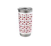 Cute Ladybug Red and Black Color Pattern Graphic Background Stainless Steel Insulated Tumbler