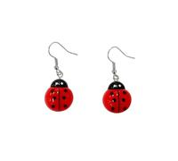 Cute Ladybug Resin Dangle Earrings Statement for Women Red Black Cartoon Insects Beetle Drop Hook Lightweight Funny Creative Adorable Ladybird Jewelry Daughter Gifts Nature Lovers