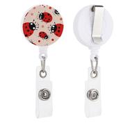 Cute Ladybug Retractable Badge Reel - Personalized ID Name Badge Holder with Lanyard Cute Badges Reel Holder Round Nurse Doctor Name Tag Badges Clip for Work