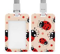 Cute Ladybug Retractable ID Badge Holder with Lanyard - Vertical Badge Reel,Keychain Clip,Name Tag Id Card Holder Protector for Nurse Officer Teacher Security Staff Women Men
