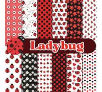 Cute Ladybug Scrapbook Paper Craft Pad: 12 Vibrant Designs, 24 Double-Side Sheets Printed on 8.5"x8.5" Size Paper With Premium Color. Great For Card ... Album, Gift Wrapping, Cardstock, DIY Etc