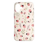 Cute Ladybug Summer Botanical Watercolor Wildflower On Beige Case for iPhone 16 Plus