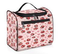 Cute Ladybugs Hearts Travel Toiletry Bag for Women Men Kids Girls Boys 11.2 L Big Cosmetic Makeup Bag Hanging Wash Pouch Bag Toiletries Organizer Shower Bag