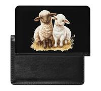 Cute Lamb and Sheep Printed Passport Holder Cover PU Leather Travel Waterproof Slim Passport Wallet for Airport