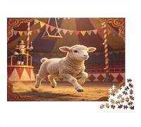 Cute Lamb Circus Scene 1000 Piece Jigsaw Puzzle Paper for Adults Relaxation Focus Home Decor Gift Puzzle Game for Family 52x38cm/1000pcs