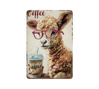 Cute Lamb Coffee Addict Tin Signs Decor Retro Metal Wall Plaque for Bar Kitchen Garden Iron Wall Art Decoration 11.8"x7.9"