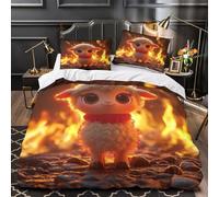 Cute Lamb Comforter Cover 3D Design Printed Hotel Quality 3 Piece Bedding Set Zipper Cartoon Plush Design Duvet Cover Super Soft Breathable for Adults Kids Girls Boys Women Youth Single（135x200cm）
