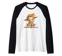 Cute Lamb Reading Book Headwrap Design Raglan Baseball Tee