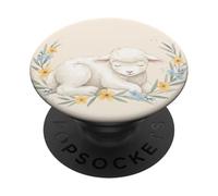 Cute Lamb Sheep Floral Pastel Farm Animal Spring Nature PopSockets Adhesive PopGrip