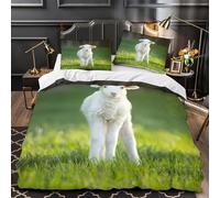 Cute Lamb Standing Quilt Cover 3D Design Printed Super Soft 3-Piece Bedding Set Zipper nature Pastoral Scene Duvet Cover Luxury Durable for Teens Adults Kids Women Youth Boys Girls King（220x240cm）
