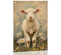 Cute Lamb Tin Wall Plaque Decorative Iron Painting Funny Plaque Poster For Kitchen Porch Yard 20X30Cm