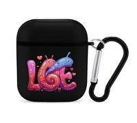 Cute Land Slug Love Earphone Case Cover Compatible with AirPods 1&2 Shockproof Bluetooth Headset Case Black-style