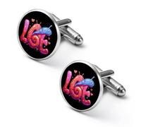 Cute Land Slug Love Shirt Cufflinks Round Cuff Links for Business Wedding Party Father's Day Gift 2.0cm
