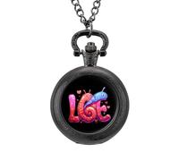 Cute Land Slug Love Vintage Pocket Watch Alloy Pendant Watches Necklace Gift for Men Women Black-Style