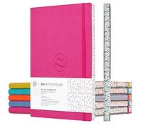 Cute Large B5 Bullet Dotted Journal 120gsm - Premium Lay Flat Soft Cover Dot Grid Notebook - 7x10In, 160Pages, 2Bookmarks, Faux Leather, Water-Scratch Resistant, Pocket, Japanese Edge Pink Dot Journal