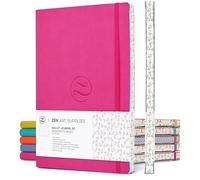 Cute Large B5 Dot Journal - Enjoy Bullet Journaling with a Soft Cover 7x10-inch, Non-Bleed Thick 120gsm Paper, Dotted Journal in Pink, Japanese Edge Motif, Faux Leather Lay Flat Dot Notebook