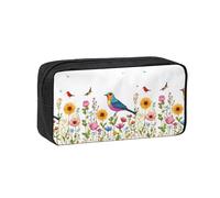 Cute Large Capacity Pencil Case, Hen Flying Butterflies Among Flowers Print Pencil Pouch With Smooth Zipper, Portable Stationery Pen Case Desk Organizer For School, Office, College & Travel
