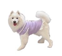 Cute Large Dog Dress With Bows Flutter Sleeve Purple Sweet Pet Wedding Dress For Bulldog Labrador Lace Dog Fashion Outfits For Holiday Party Birthday