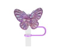 Cute Laser Butterfly Straw Cover Cap for Stanley 30&40 Oz Tumbler, Reusable Drinking Straw Caps Cup Accessories (Light Purple)