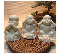 Cute Laughing Buddha Three Wise Monks Statues Set - Hear No Evil, See No Evil, Speak No Evil - Lucky Wealth Decor Figurines for Home, Gift for Good Fortune