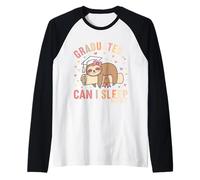 Cute Lazy Girl Graduation Sloth Can I Sleep Now Coquette Bow Raglan Baseball Tee