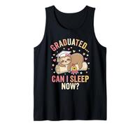 Cute Lazy Girl Graduation Sloth Can I Sleep Now Coquette Bow Tank Top