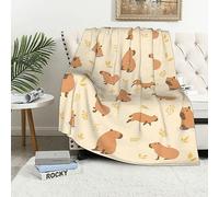 Cute Leaf Capybara Blanket for Kids & Adults, Soft Cozy Flannel Throw Blanket for Bed, Couch, Sofa - 40x50 Inches, Perfect Capybara Gift