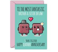 Cute Leather Anniversary Card for Brother & Sister In Law, 3 Years Together