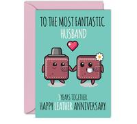 Cute Leather Anniversary Card for Husband, 3 Years Together