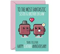 Cute Leather Anniversary Card for Sister & Brother In Law, 3 Years Together