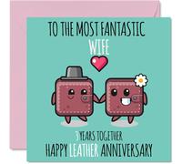 Cute Leather Anniversary Card for Wife, 3 Years Together