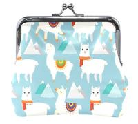 Cute Leather Bag for Women with Alpaca Kiss Closure Teal Money Change Purse for Girls Cute Teal Alpacas UNITALLA Classic Cute Teal Alpacas, Cute Teal Alpacas, UNITALLA, Classic