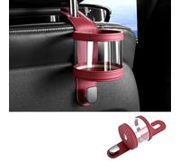 Cute Leather Car Backseat Cup Holder with Hanging Hook Functions As an Extra Water Bottle Holder and Purse Hanger,Multifunctional Car Seat Back Accessory (Style1,Red)