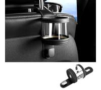 Cute Leather Car Backseat Cup Holder with Hanging Hook Functions As an Extra Water Bottle Holder and Purse Hanger,Multifunctional Car Seat Back Accessory (Style1,Black)