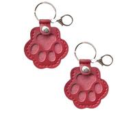 Cute Leather Paw Keychain for Dog and Cat Fur Storage, Keepsake Keyring for Pet Lovers, Unique Memorial Collection Key Chain, Paw Design Pendant Memorial Storage Keepsake (2pcs-red)