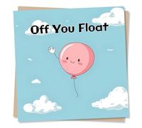 Cute Leaving Card For a Colleague or Friend - Balloon, Float - For Someone Moving Jobs, Goodbye, Co-Worker