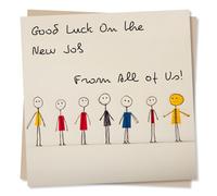 Cute Leaving or Farewell or Good Luck On New Job Card For a Colleague or Co-worker - From All Of Us - Family, Crew, Goodbye - From Staff, Friends, Office Workers