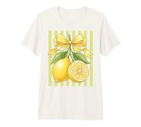 Cute Lemon Bow Coquette Fruit Graphic Vintage Citrus Design Premium T-Shirt