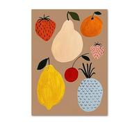 Cute Lemon Cherry Pear Apple Peach Fruit Wall Art Canvas Painting Nordic Posters and Prints Wall Pictures Baby Kids Room Decor (Color : H, Size : 30X40cm No Framed)
