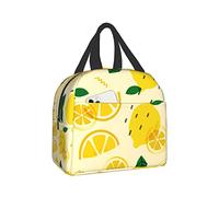 Cute Lemon Fruit On Yellow Lunch Box Bento Box Insulated Lunch Boxes Reusable Waterproof Lunch Bag With Front Pocket For Travel Office Picnic