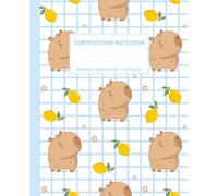 Cute Lemon Pastel Blue Capybara Composition Notebook: Wide Ruled Kawaii Citrus Aesthetic School Supply for Girls, Boys, Kids, Teens & Students