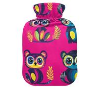 Cute Lemur Hot Pink Travel hot Water Bottle with Soft Cover, 2Lwater Bottle Bag for Tummy Warmer,Period Cramps,bolsas para agua Caliente