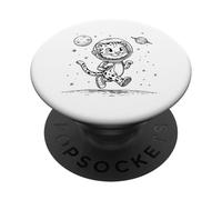 Cute Leopard Astronaut Space Explorer Feline Journey PopSockets Adhesive PopGrip