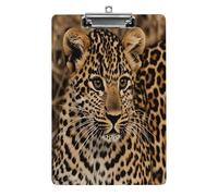 Cute Leopard Clipboard Sturdy Low Profile Clip Clipboards Hanging Hole with Hanging Clipboard Acrylic Clip Board Holds 100 Sheets12.5x8.5In
