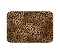Cute Leopard Crystal Velvet Lock Edge Floor Mat 40x60, Non Slip, Easy To Clean, Comfortable Foot Feel