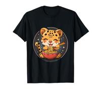 Cute Leopard Eating Ramen Noodles Anime Kawaii Artwork T-Shirt